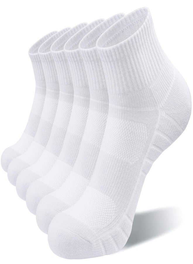 Lapulas Athletic Quarter Socks for Men Women, Cotton Mesh, Cushioned Arch Support, Non-Slip Running Ankle Design, 6 Pack - Image 1